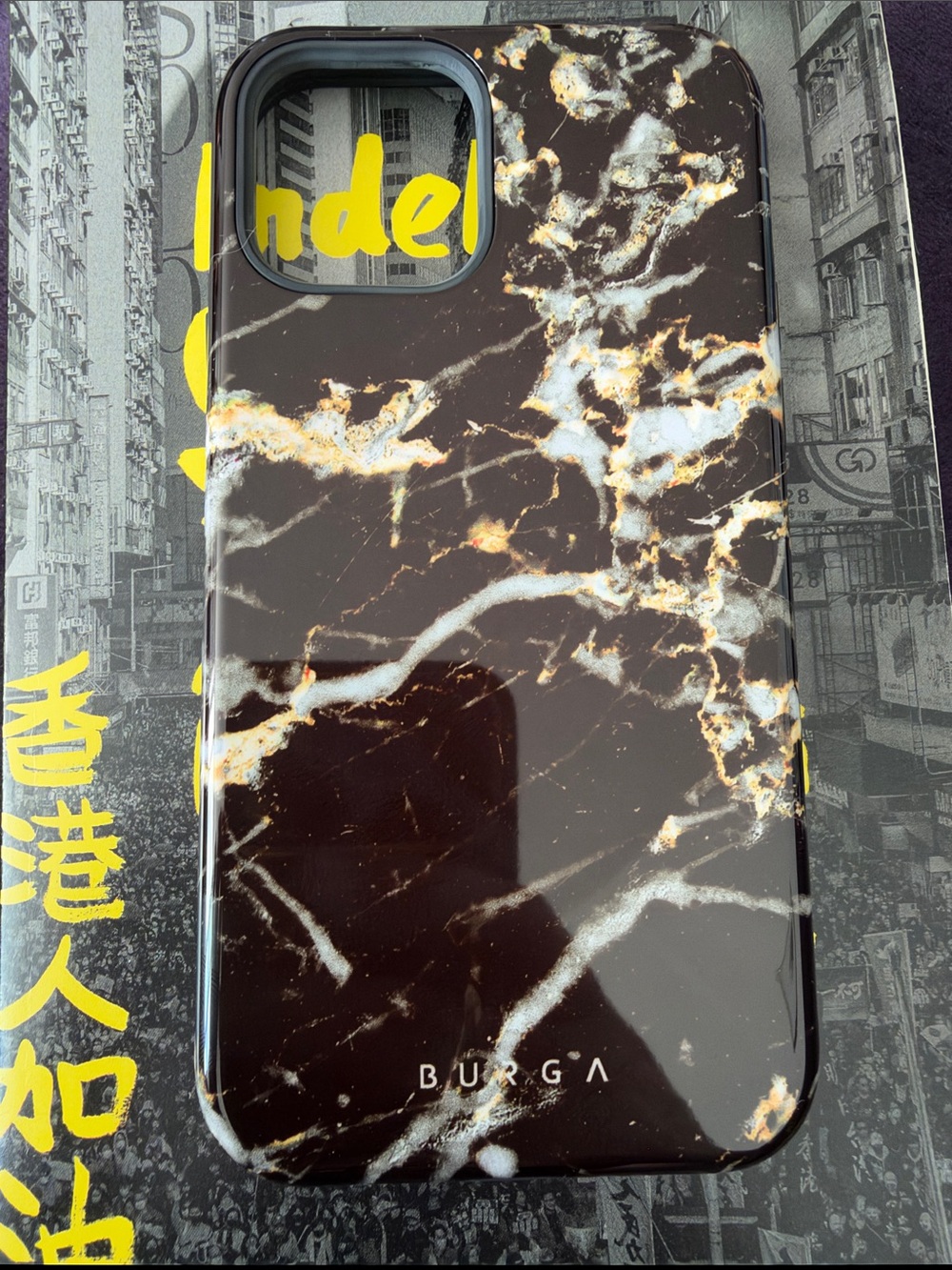 Burga iPhone 12 Pro Marble Phone Case - Black & Gold